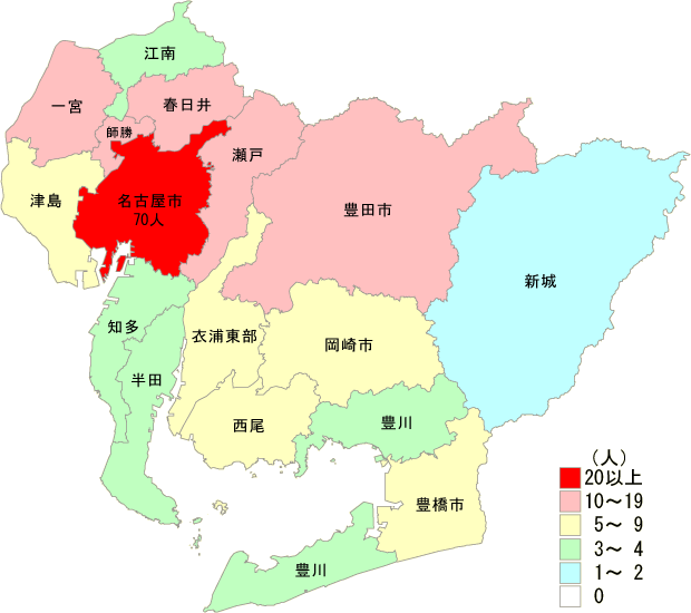 麻しん患者保健所別発生分布図