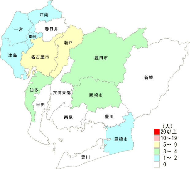 麻しん患者保健所別発生分布図