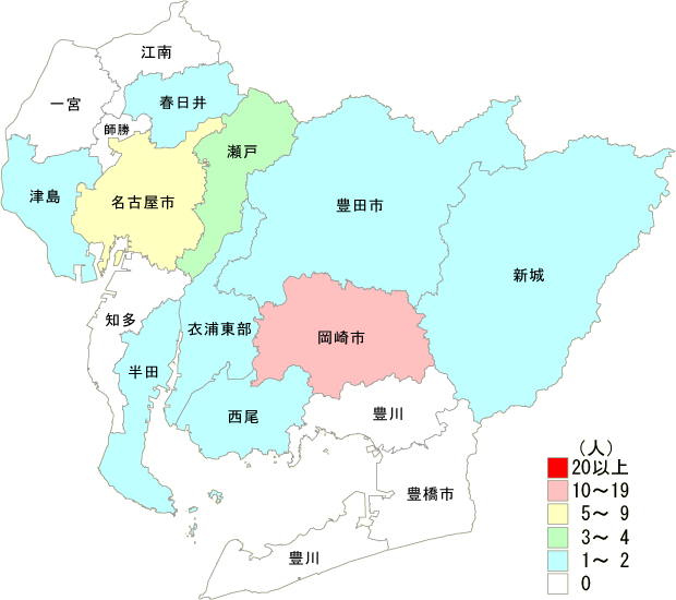 麻しん患者保健所別発生分布図
