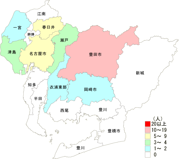 麻しん患者保健所別発生分布図