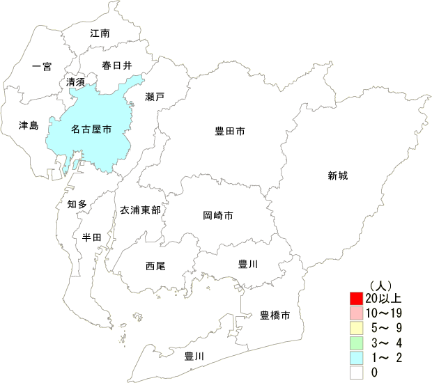 麻しん患者保健所別発生分布図