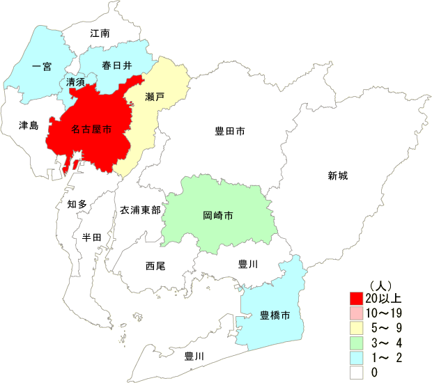 麻しん患者保健所別発生分布図