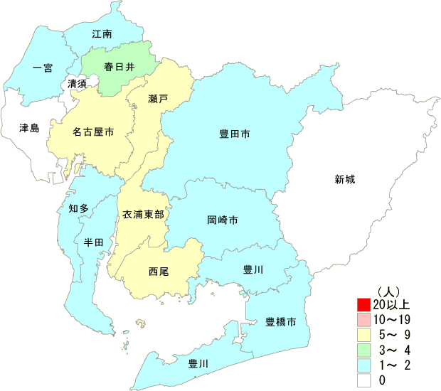 麻しん患者保健所別発生分布図