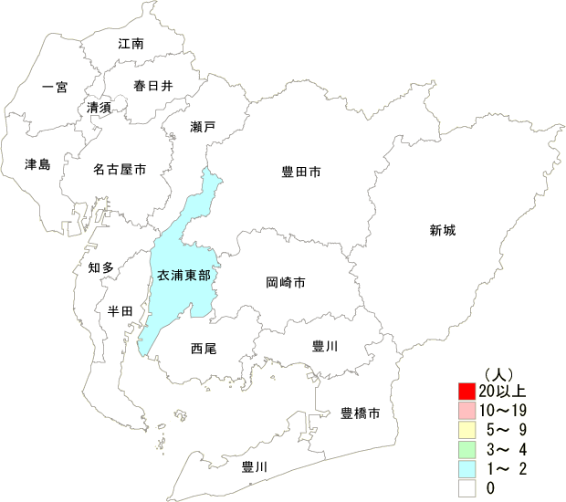 麻しん患者保健所別発生分布図