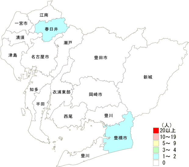 麻しん患者保健所別発生分布図