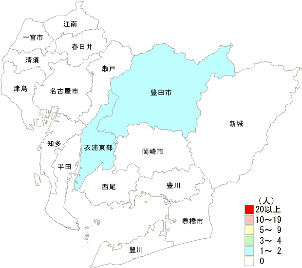 麻しん患者保健所別発生分布図