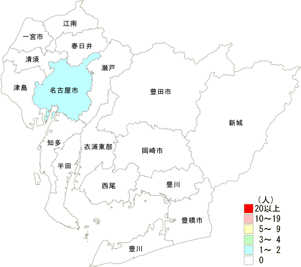 麻しん患者保健所別発生分布図
