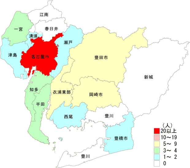 風しん患者保健所別発生分布図