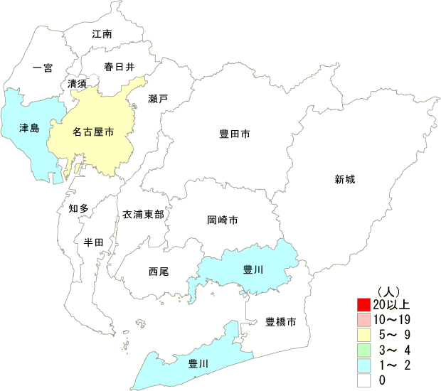風しん患者保健所別発生分布図