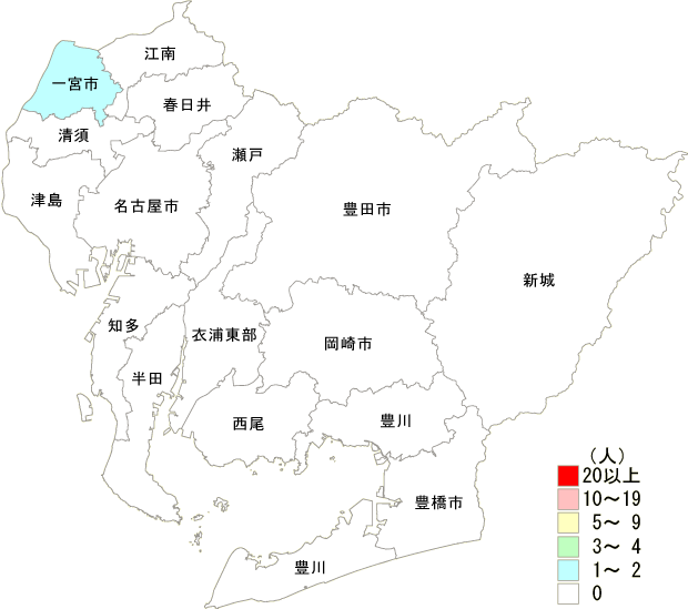 風しん患者保健所別発生分布図