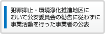 犯罪抑止・環境浄化推進地区において公安委員会の勧告に従わずに事業活動を行った事業の公表