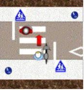 断歩道の通行方法（歩行者がいる時横）