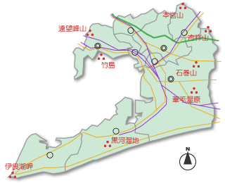 自然公園内の名勝(地図)