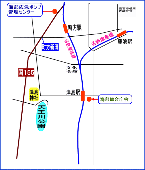 海部応急ポンプセンター案内図