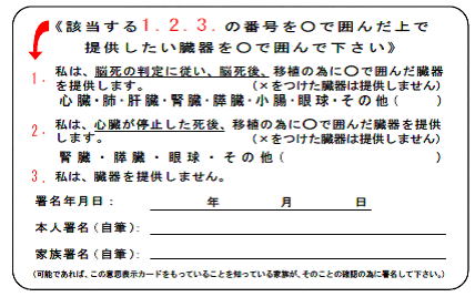 臓器提供意思表示シール