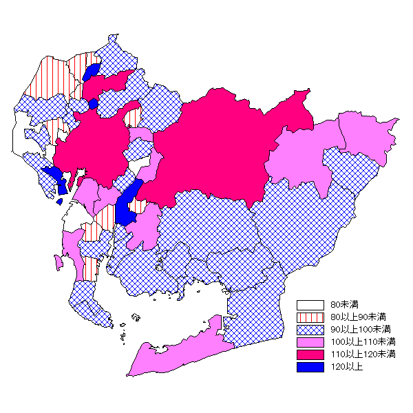 市町村別昼夜間人口比率