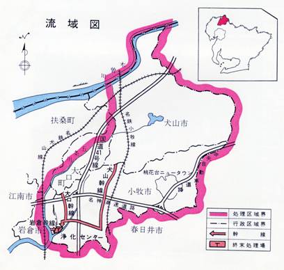 五条川左岸流域下水の流域図