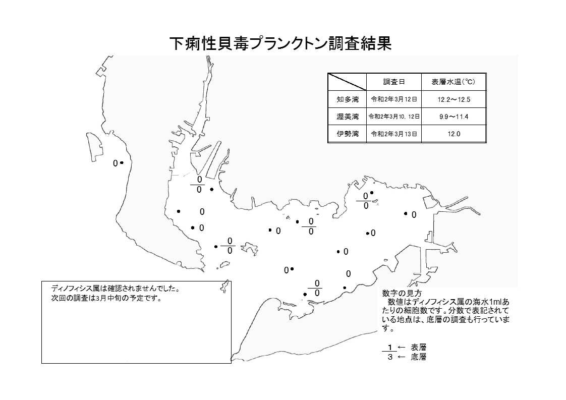 下痢性貝毒プランクトン調査結果20200313