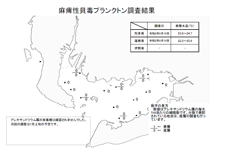 麻痺性貝毒プランクトン調査結果20200610