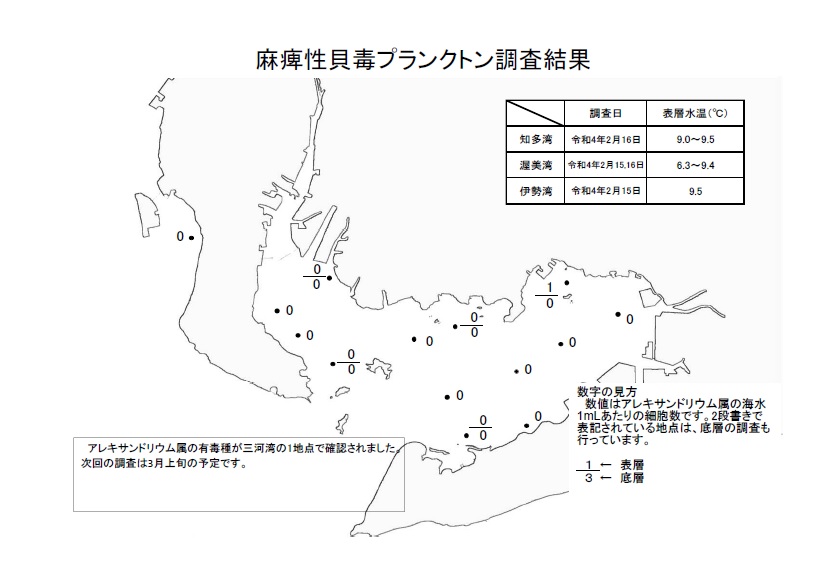 麻痺性貝毒プランクトン調査結果