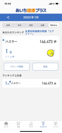 なかよしグループTOP画面(参加後)