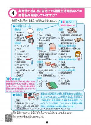 4　非常持ち出し品・自宅での避難生活用品などの備蓄品を用意していますか？