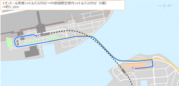 イオンから空港へのルート図