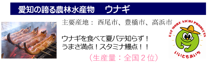 愛知の誇る農林水産物　ウナギ