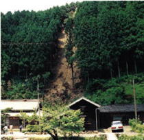 山腹崩壊による被害状況（旧鳳来町）