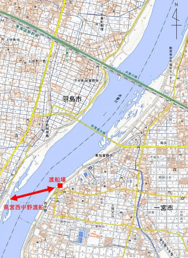 県営西中野渡船概要図