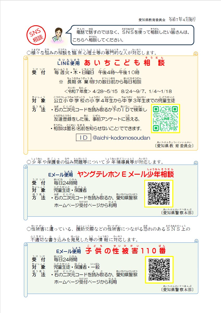 相談窓口(裏面)
