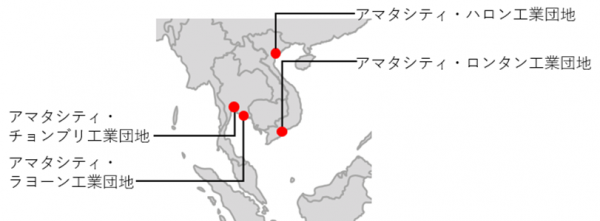 工業団地の位置を示す地図