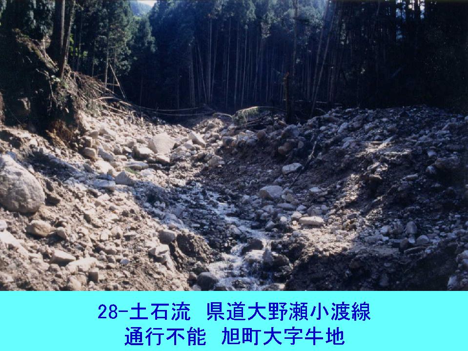 土石流 県道大野瀬小渡線 豊田市牛地町