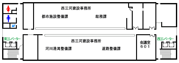 西三河総合庁舎6階平面図