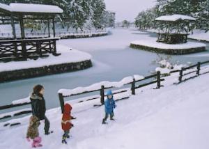天王川公園の雪景色