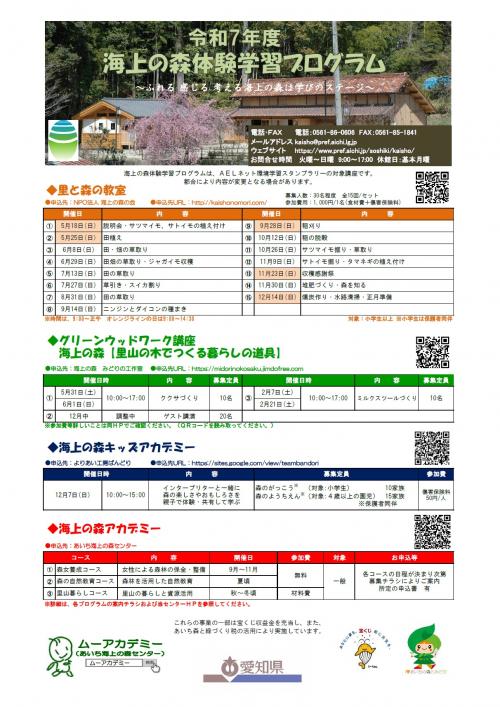 体験学習プログラム(表)
